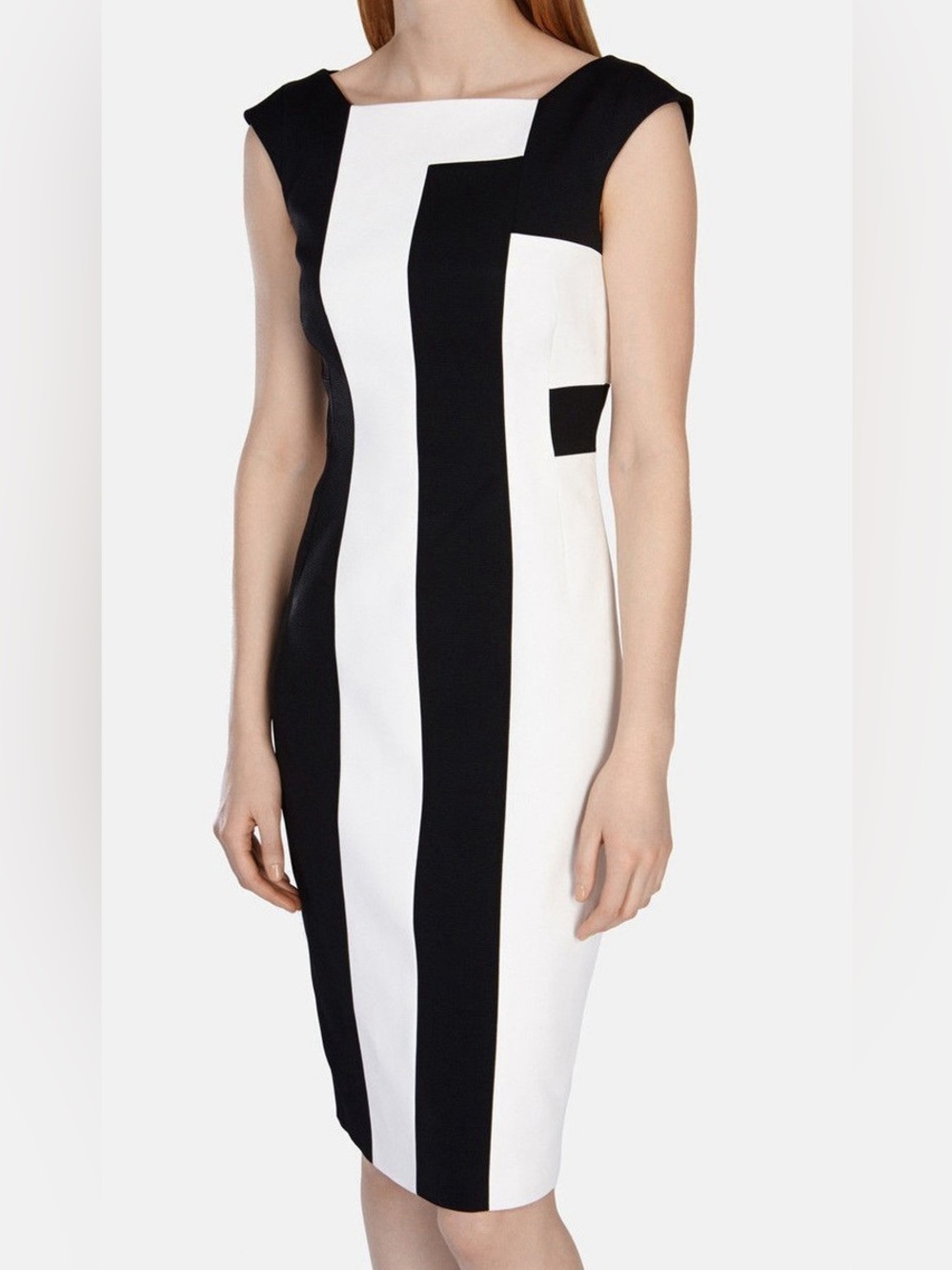 Karen Millen black and white colorblock sheath dress size US 6